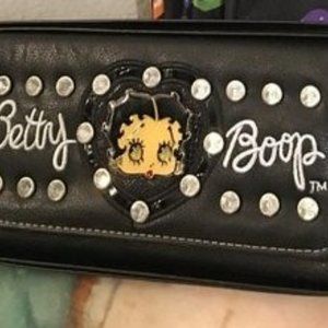 Betty Boop Black Faux Leather Wallet -  New In Box